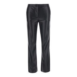 Jucca Women Black Pants With Button Closure In Ecoleather Woman